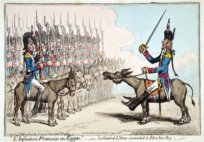 L&39;Infanterie Francaise en Egypte、またはルジェネラルl&39;Asneがイブラヒムベイに改造され、1799年にハンナハンフリーによって出版された（手描きのエッチング） 作： James Gillray